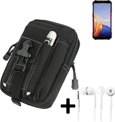 Produktbild von K-S-Trade Gürteltache + Kopfhörer kompatibel mit Ulefone Armor X9 Gürtel Tasche Holster Schutz Hülle Handy Hülle  schwarz inkl. Extrafächer
