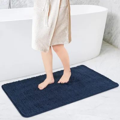 Image de Tapis de bain antidérapant, absorbant l'eau, dimensions 80x150 cm - Bleu marine