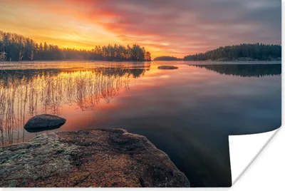 Produktbild von MuchoWow® Poster Gewässer in Schweden bei Sonnenaufgang 180x120 cm - Fotoplakat