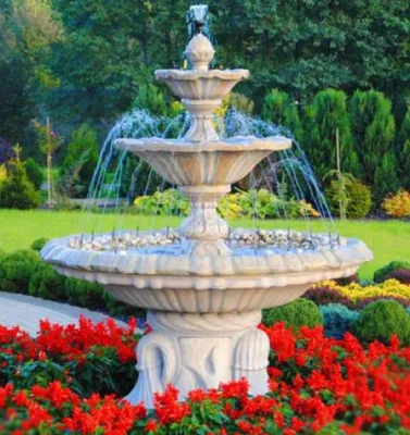 Produktbild von Casa Padrino Jugendstil Springbrunnen Weiß Ø 155 x H. 180 cm - Prunkvoller Gartenbrunnen - Gartendeko Brunnen - Barock & Jugendstil Garten Deko Accessoires
