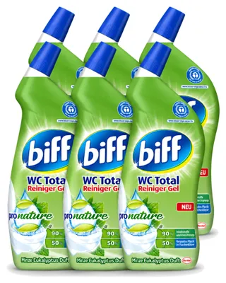 Produktbild von 6 x Biff WC Total Gel ProNature - Minze & Eukalyptus - 750 ml - Vorteilspackung - 6 Stücke