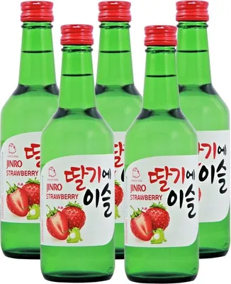 Produktbild von [ 5x 360ml ] HITEJINRO Soju Jinro Strawberry / Soju mit Erdbeergeschmack Alc. 13% vol.