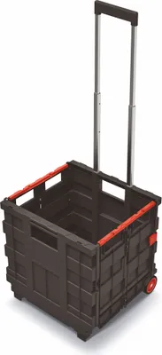Produktbild von Kunststoff Einkaufstrolley CART T klappbar mit Rädern - 35 L - Transportbox fahrbar mit Teleskopgriff - Einkaufskorb Einkaufswagen rollbar klappbar Transport Einkauf Box Wagen Korb