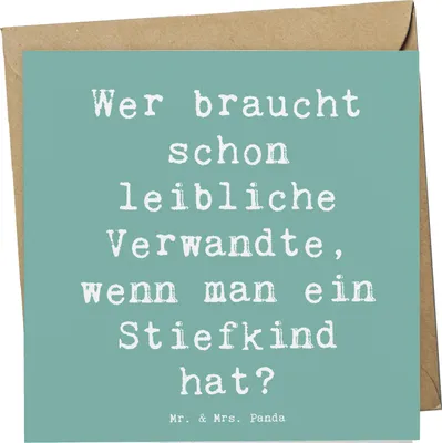 Produktbild von Mr. & Mrs. Panda Klappkarte Spruch Stiefkindliebe - Meeresbrise - Geschenk, Patchworkfamilie, Familienbeziehungen, anlasskarte, Glückwunschkarte, Familie, Freude, Humor