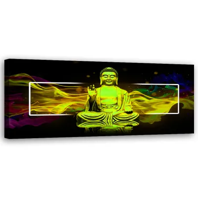 Produktbild von Leinwandbild Gelbe Buddha-Abstraktion 90x30 Feeby Gelb bild für die wand bereit zum aufhängen