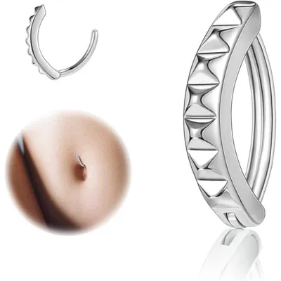 Zdjęcie produktu dla Kolczyk do pępka typu clicker, srebro 925, 14G, zakrzywiony, 10 mm