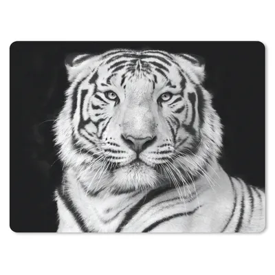 Produktbild von MuchoWow® Mauspad Mousepad Tiger - Schwarz - Weiß - Porträt - Tiere 23x19 cm - Mousepads - Maus Mat - Pad - Mausunterlage - Schreibtischunterlage - Mauspad