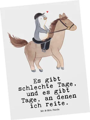 Produktbild von Mr. & Mrs. Panda Postkarte Pferd Reiten - Weiß - Geschenk, Grußkarte, Fotokarte, Ansichtskarten, Reitsport, Reitverein, Postkarten, Pferde, Reitstall, Ansichtskarte
