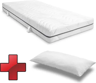 Obrázek produktu pro 7zónová viscoelastická matrace Sleezzz Smart 90 x 200 cm, výška 18 cm, stupeň tuhosti H3 se vzduchovou paměťovou pěnou + polštář z mikrovlákna CloudComfort Basic 40 x 80 cm