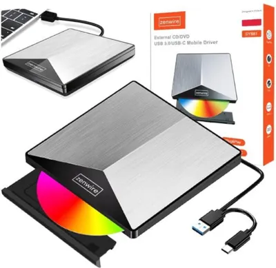 Immagine prodotto di Unità esterna DVD-CD-RW - USB 3.0 e USB-C 3.1 - Masterizzatore 2-in-1 - Alluminio - per PC portatili - Plug and Play