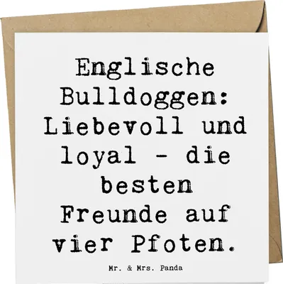 Produktbild von Mr. & Mrs. Panda Grußkarte Spruch Englische Bulldogge Freunde - Weiß - Geschenk, doppelkarte, Hunderasse, Hunderassen Vielfalt, Glückwunschkarte, Klappkarte, Hund