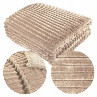 Produktbild von Łóżkoholicy Mikrofaser Plüsch Decke 200x220 cm Geprägte Streifen