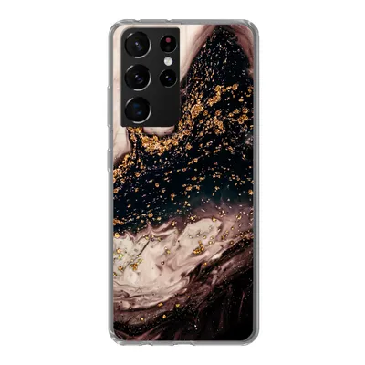 Produktbild von MuchoWow® Handyhülle Schutzhülle Hülle für Samsung Galaxy S21 Ultra Naturstein - Gold - Schwarz Silikon Softcase Handy Hülle - Mobiltelefon