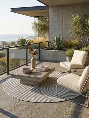 Produktbild von Outdoor Teppich Boho Wetterfest Waschbar Strapazierfähig | Balkon Terrasse Fußbodenheizung geeignet | VENTOUX – Kadima Design
