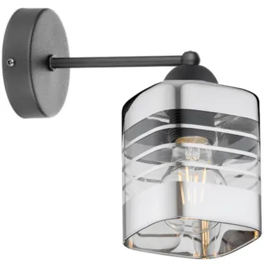 Produktbild von KAR-LIGHTING Wandleuchte 1-flammig Schwarz/Silber, Glas und Metall, für Innenräume – E27-Fassung, geeignet für Flur, Wohnzimmer, Schlafzimmer