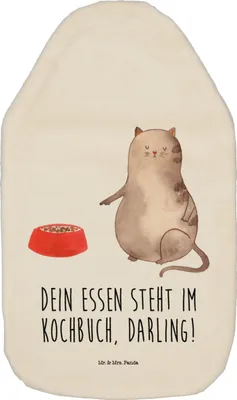 Produktbild von Mr. & Mrs. Panda Wärmekissen Katze Fressen - Weiß - Geschenk, Wärmeflasche, Wärmflasche mit Bezug, wärmebeutel, gummi