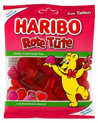 Produktbild von HARIBO Rote Tüte, Fruchtgummi, teilweise mit Schumzucker 175g