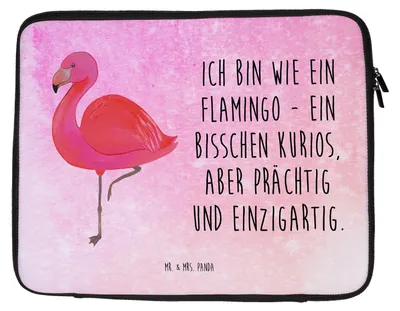 Produktbild von Mr. & Mrs. Panda Hülle Laptop Flamingo Classic 27 x 36 cm - Aquarell Pink - Geschenk, Ich, Laptoptasche, Rosa, Sleeve, Prächtig, Tasche, Case, Spruch, Geschwister