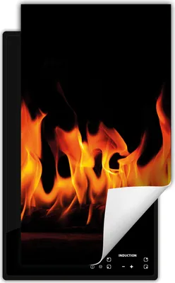Produktbild von DarHaus Herdabdeckplatte 1 teilig 30x52 cm Anti Rutsch Matte Aufrollbar, schwarz - Feuer