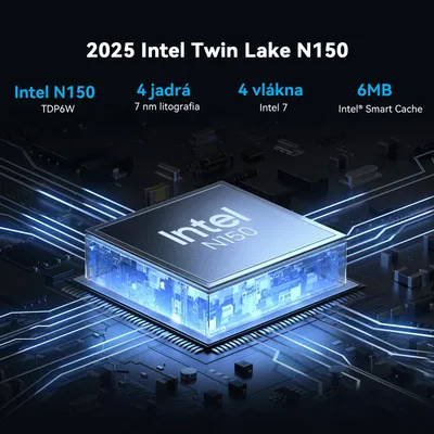 Obrázok produktu pre Blackview 2025 New MP60 Intel Twin Lake N150 (až 3,6 GHz) Mini PC, Windows 11Pro, 16 GB DDR4 RAM 512 GB M.2 SSD, 4K UHD Dual HDMI/Gigabit Ethernet