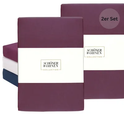 Produktbild von SCHÖNER WOHNEN-Kollektion Kinderspannbettlaken BASIC Beere 60 x 120 cm - 2er Set