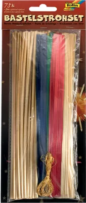 Immagine prodotto di folia Bastelstroh-Set, 75-teilig, Bastelhalme + Goldkordel