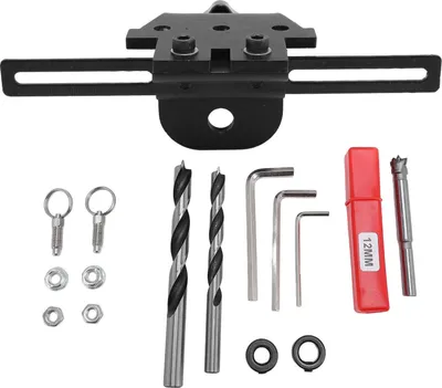 Produktbild von 3-in-1-Dübelvorrichtungssatz Bohrführung aus Kohlenstoffstahl mit 8-mm-, 10-mm- und 12-mm-Bits und Positionierungslineal