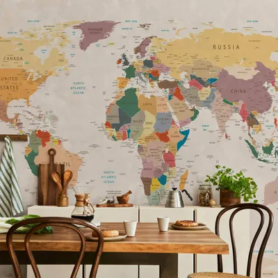 Produktbild von Vlies Fototapete - World Map 250x175 cm Karten k-B-0001-a-b
