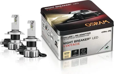 Obrázek produktu pro 2x OSRAM H4 + R2 NIGHT BREAKER LED VINTAGE teplá bílá žlutá 3000K legální na silnici