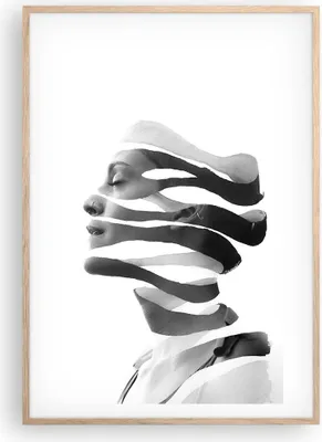 Produktbild von Gerahmtes Poster - Rahmen in heller Eiche - Frau Surrealismus Monochrom - 70x100 cm - Wand Bild - Wanddeko - Wandbilder - Kunstposter - Wandposter - Bilderrahmen - Bilder - P2NPA70x100-4430