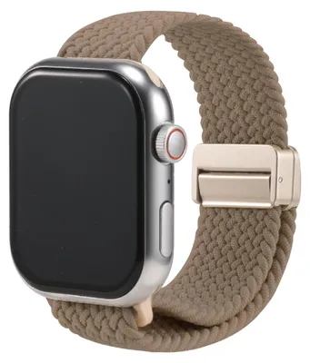 Image de Bracelet de remplacement en nylon tressé pour Apple Watch 1, 2, 3, 4, 5, 6, 7, 8, 9, 10, 11, SE, 1, 2, 3, Ultra 1, 2, 3 avec boîtier de 42/44/45/49 mm. Bracelet textile tressé marron foncé. Bracelet réglable pour smartwatch. Taille universelle.