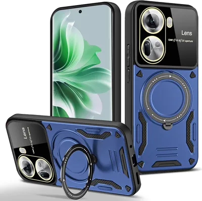 Produktbild von Rüstung Handyhülle für OPPO Reno11 Dual-Layer Ringhalter Ständer Hülle Blau
