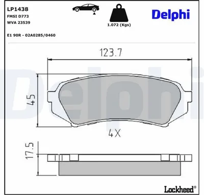 Produktbild von DELPHI Bremsbeläge Satz Hinten Bremsklötze für TOYOTA LAND CRUISER 90 (J9) LP1438
