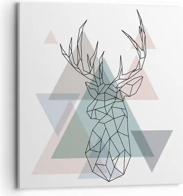 Produktbild von Bild auf Leinwand - Leinwandbild - Hirsch Abstraktion - 70x70cm - Wand Bild - Wanddeko - Wandbilder - Leinwanddruck - Bilder - Kunstdruck - Wanddekoration - Leinwand bilder - Wandkunst - AC70x70-3909