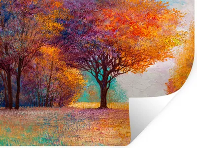 Obrázok produktu pre MuchoWow® Nálepka na stenu - Olejomaľba - Strom - Farby - 160x120cm - Samolepiaca a polohovateľná