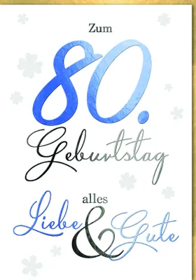 Produktbild von 80. Geburtstag - A4 - Glückwunschkarte im Format 21 x 29,7 cm mit Umsc