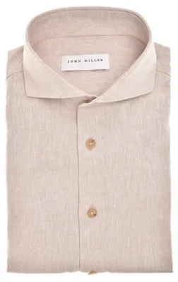 Produktbild von John Miller Tailored Fit Hemd beige meliert Leinen