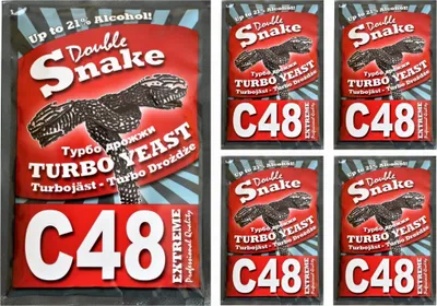 Produktbild von HUGBERT Turbohefe Double Snake C48 Vodka Alkohol Gärhefe Weinhefe Brennhefe 21%, 5 Stück