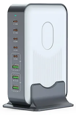 Obrázek produktu pro 8portová nabíjecí stanice – multifunkční stolní nabíječka Smart Diversion s maximálním výkonem 200 W pro více zařízení, zástrčka EU
