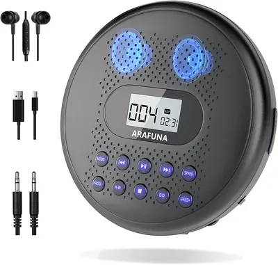 Productafbeelding van Draagbare cd-speler met luidspreker, oplaadbare batterij en AUX-kabel