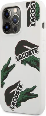 Productafbeelding van Lacoste vloeibare siliconen hoesje met alomvattend patroon voor iPhone 13 Pro. Één maat
