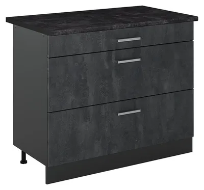 Immagine prodotto di Mobiletto base per cucina Vicco R-Line Calce nera/Antracite 100 cm piano di lavoro Antracite, Model 71579