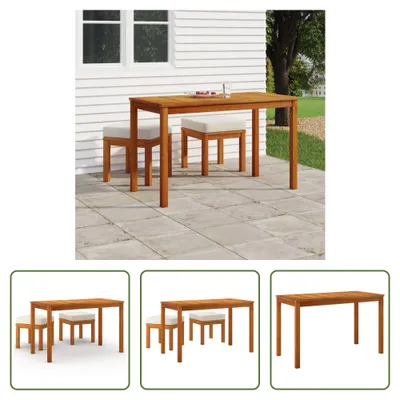 Produktbild von The Living Store 3-tlg. Garten-Essgruppe mit Kissen Massivholz Akazie