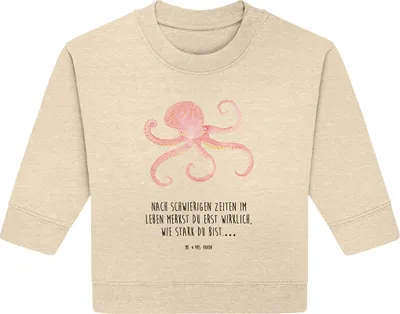 Produktbild von Mr. & Mrs. Panda Organic Baby Pullover Tintenfisch 12. - 18. Monat - Natural Raw - Geschenk, Wasser, Meer, Lustige Sprüche, Meerestier, Ozean, Krake, Bullover
