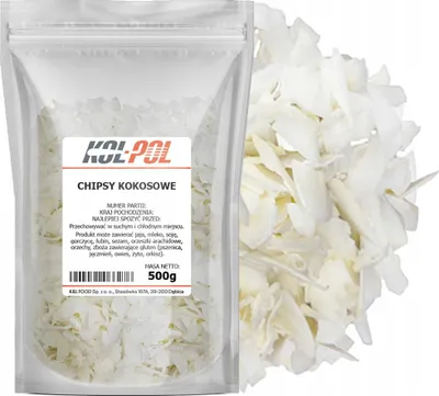 Zdjęcie produktu dla CHIPSY KOKOSOWE 500g Naturalne bez dodatków chrupiące wysoka jakość Kol-Pol
