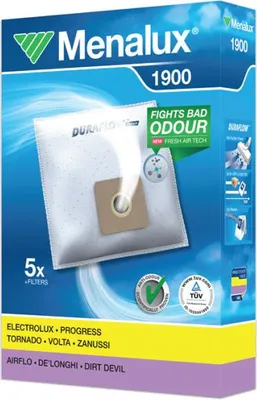 A product package for Menalux vacuum cleaner bags.