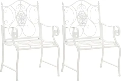 Produktbild von CLP 2er Set Gartenstühle Punjab mit Armlehnen weiß