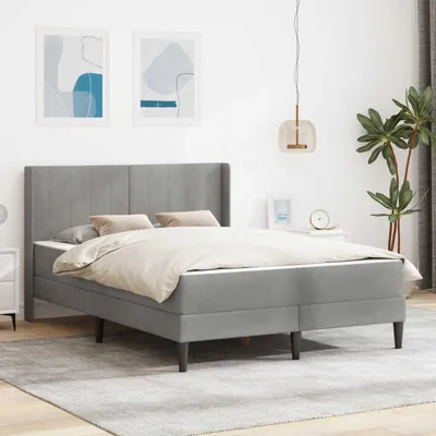 Zdjęcie produktu dla Maison Exclusive – łóżko z materacem, jasnoszare, 120 x 190 cm, aksamit