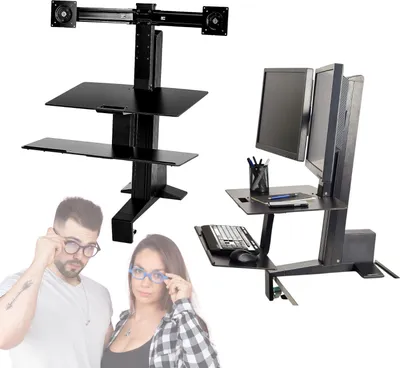 Obrázek produktu pro Ergonomický stolní držák pro 2 monitory do 24 palců AMAZON Basics