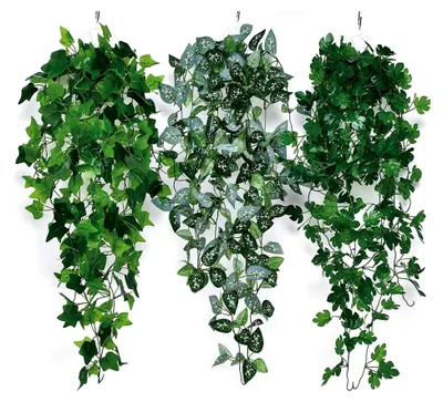 Produktbild von 3 Stück Kunstpflanzen, 100 cm Hängende Pflanzen, Künstliche Pflanzen für Innenräume, Natürlicher Efeu, Dekorative Hängepflanzen für Balkon, Garten und Wohnzimmer